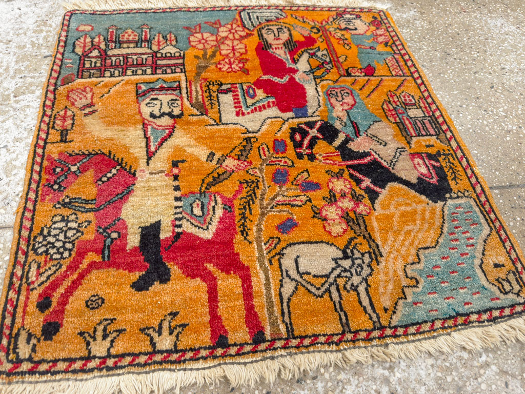 Antique Persian Tabriz Pictorial Rug, No.33425 - Gsblank