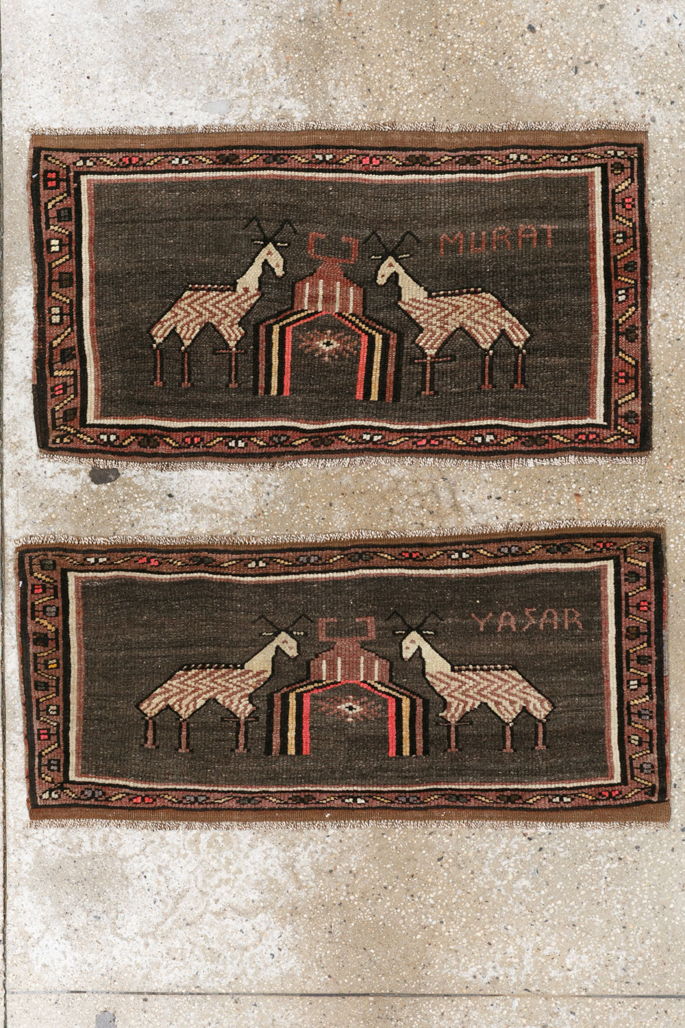 Vintage Turkish Anatolian Pictorial Rug (Pair: 1 of 2), No.33429 - Gsblank