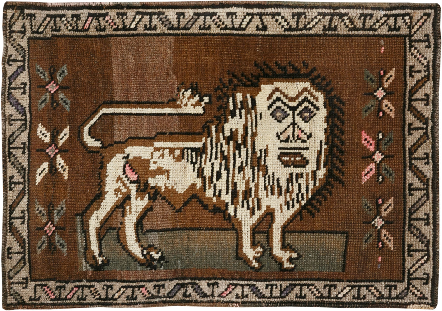 Vintage Turkish Anatolian Pictorial Rug (Pair: 1 of 2), No.33441 - Gsblank