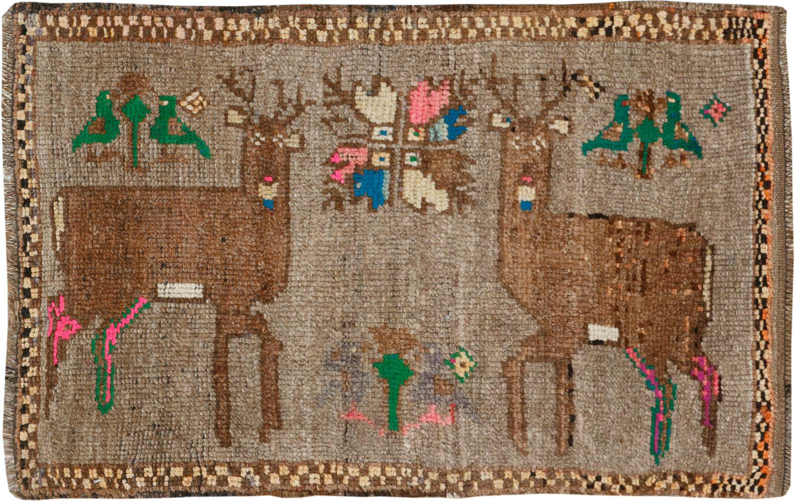 Vintage Turkish Anatolian Pictorial Rug (Pair: 1 of 2), No.33444 - Gsblank