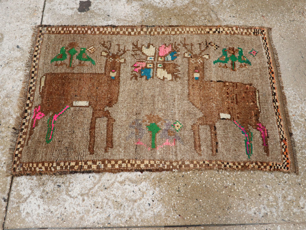 Vintage Turkish Anatolian Pictorial Rug (Pair: 1 of 2), No.33444 - Gsblank