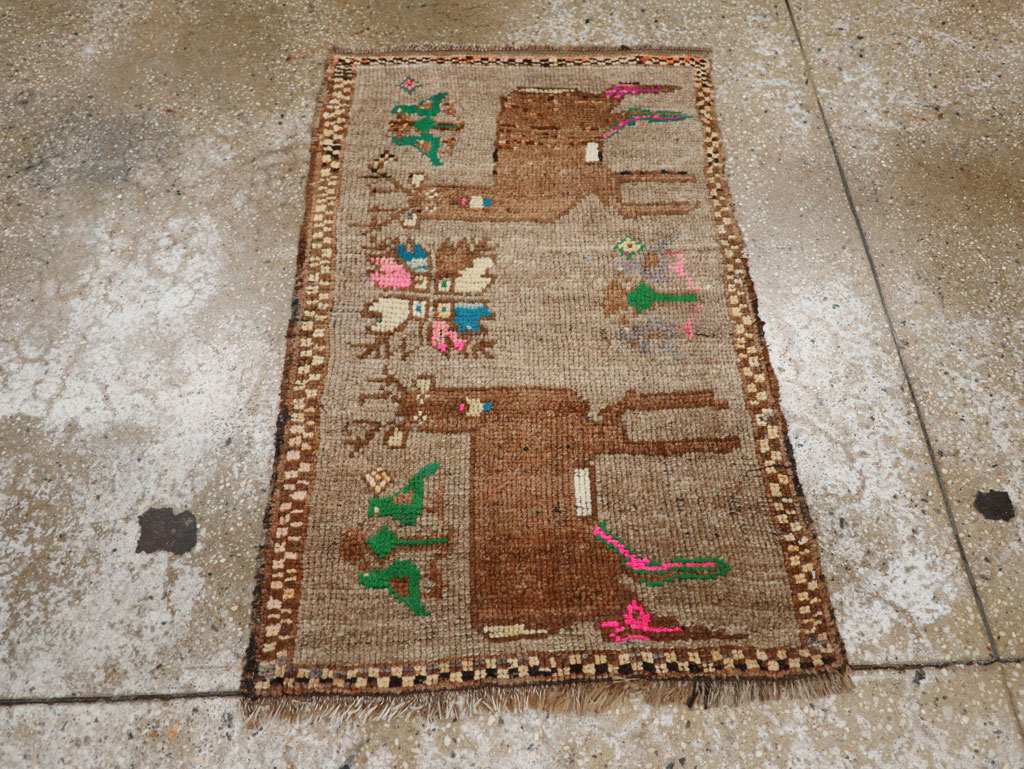 Vintage Turkish Anatolian Pictorial Rug (Pair: 1 of 2), No.33444 - Gsblank