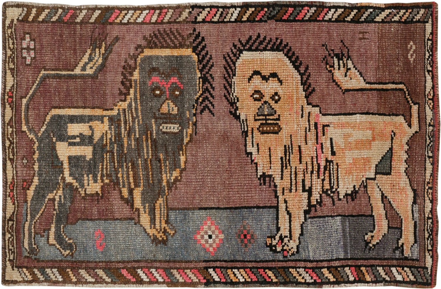 Vintage Turkish Anatolian Pictorial Rug, No.33445 - Gsblank