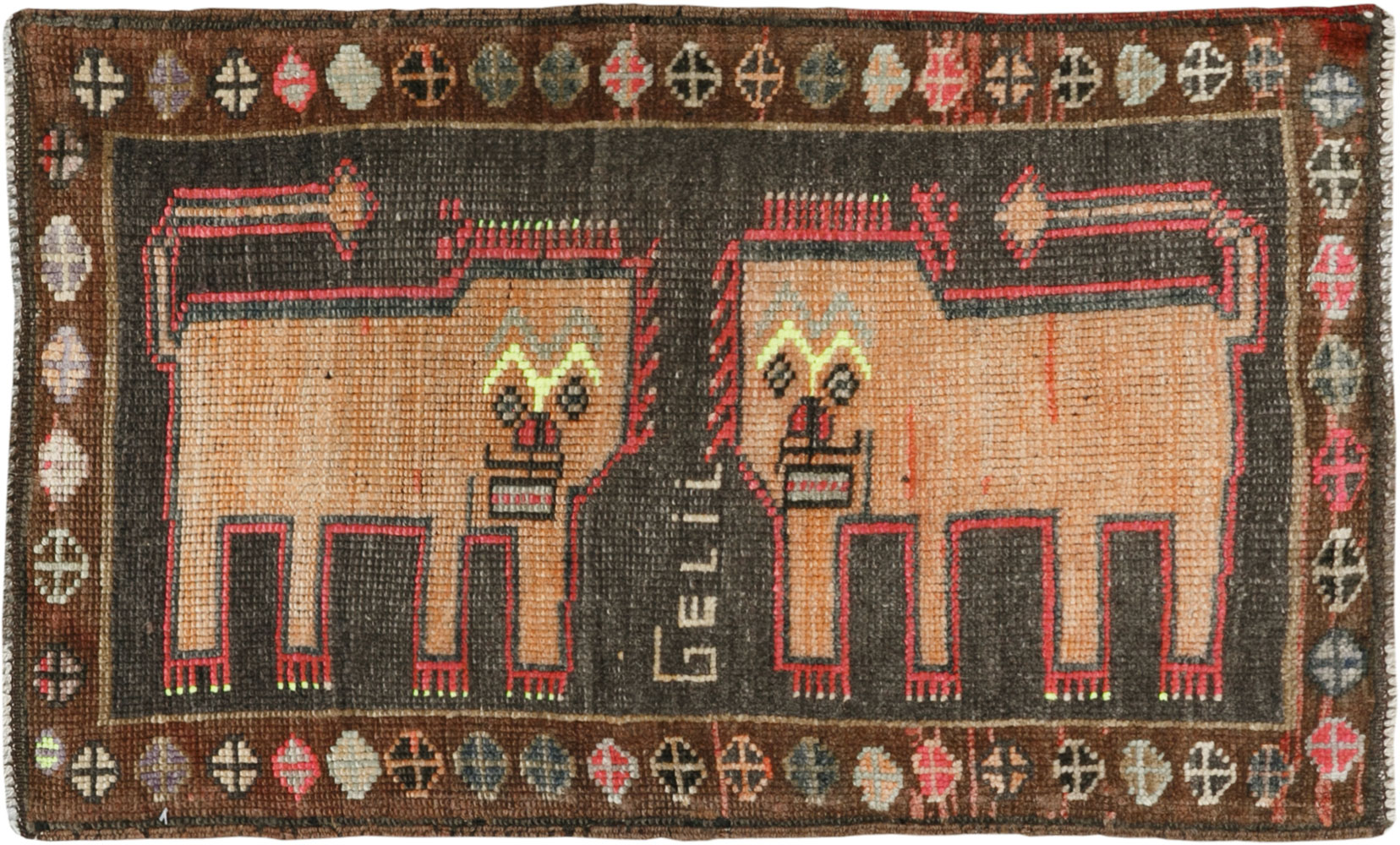 Vintage Turkish Anatolian Pictorial Rug, No.33449 - Gsblank