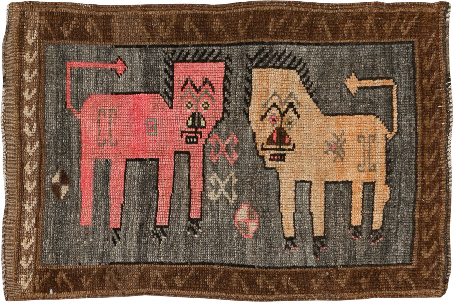 Vintage Turkish Anatolian Pictorial Rug, No.33454 - Gsblank