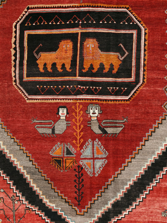 Vintage Turkish Anatolian Pictorial Room Size Carpet, No.33460 - Gsblank