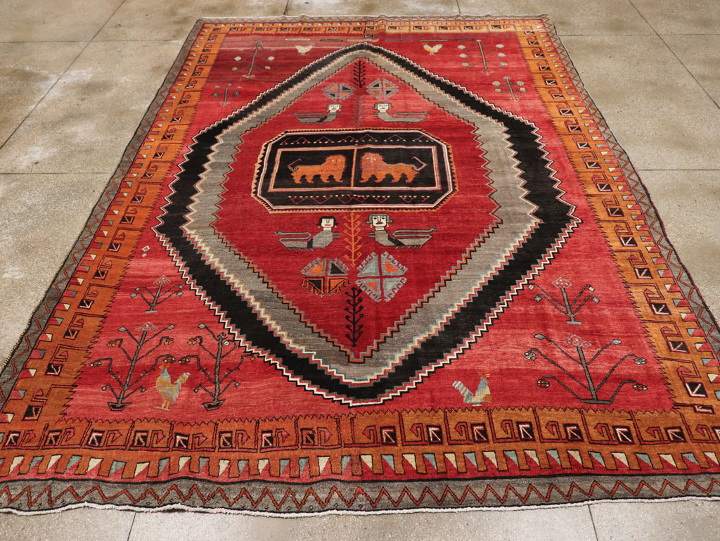 Vintage Turkish Anatolian Pictorial Room Size Carpet, No.33460 - Gsblank