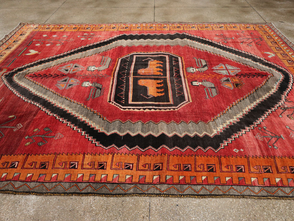 Vintage Turkish Anatolian Pictorial Room Size Carpet, No.33460 - Gsblank