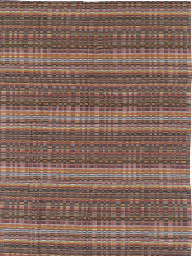 Vintage European Flatweave Kilim Large Room Size Carpet, No.33502 - Gsblank