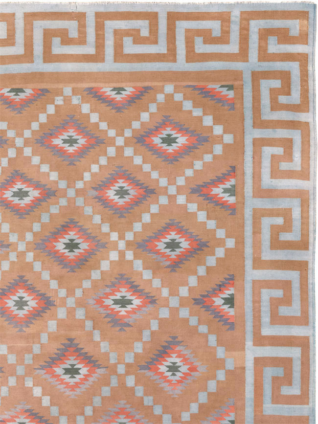 Vintage Indian Flatweave Dhurrie Square Room Size Carpet, No.33577 - Gsblank
