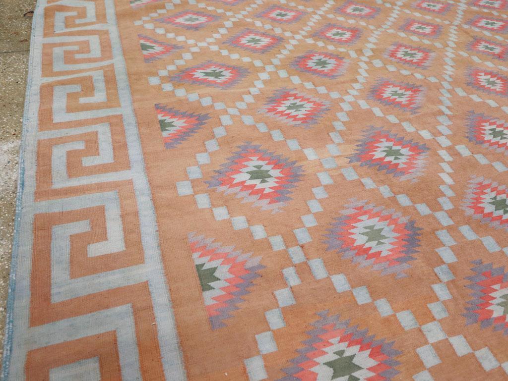 Vintage Indian Flatweave Dhurrie Square Room Size Carpet, No.33577 - Gsblank