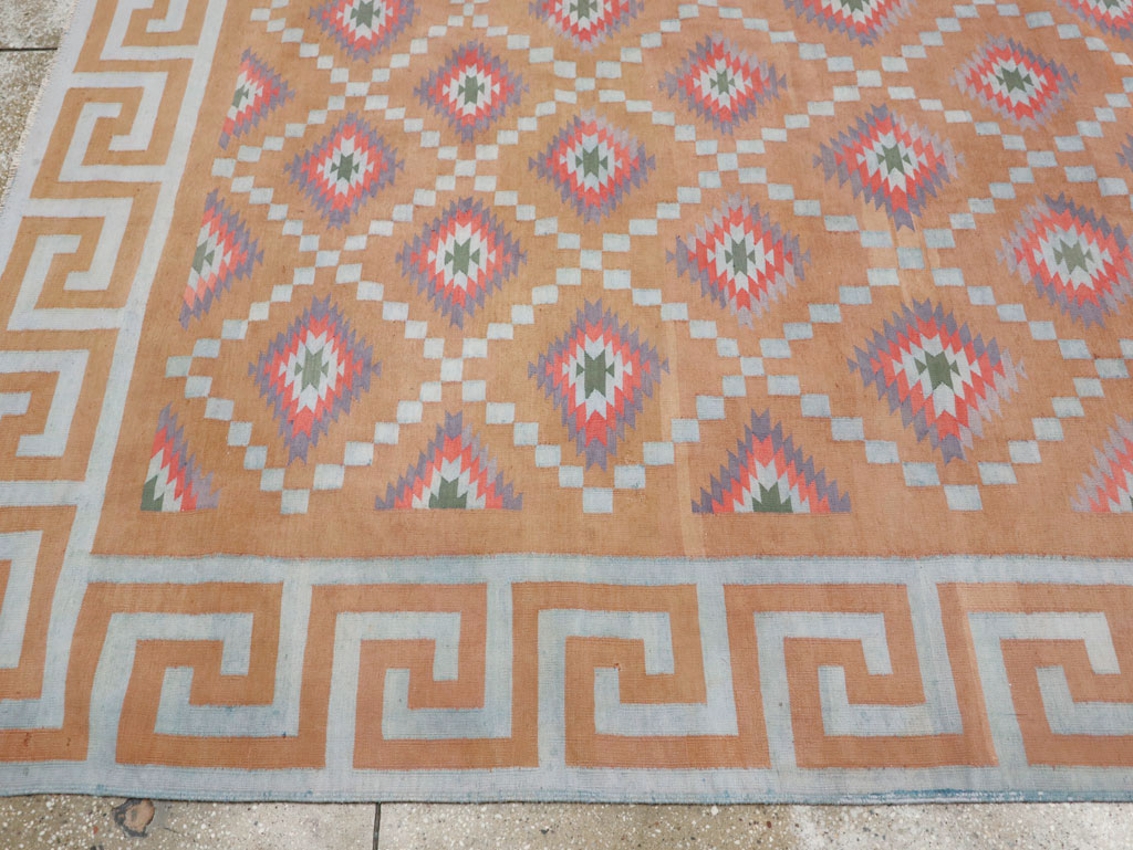 Vintage Indian Flatweave Dhurrie Square Room Size Carpet, No.33577 - Gsblank