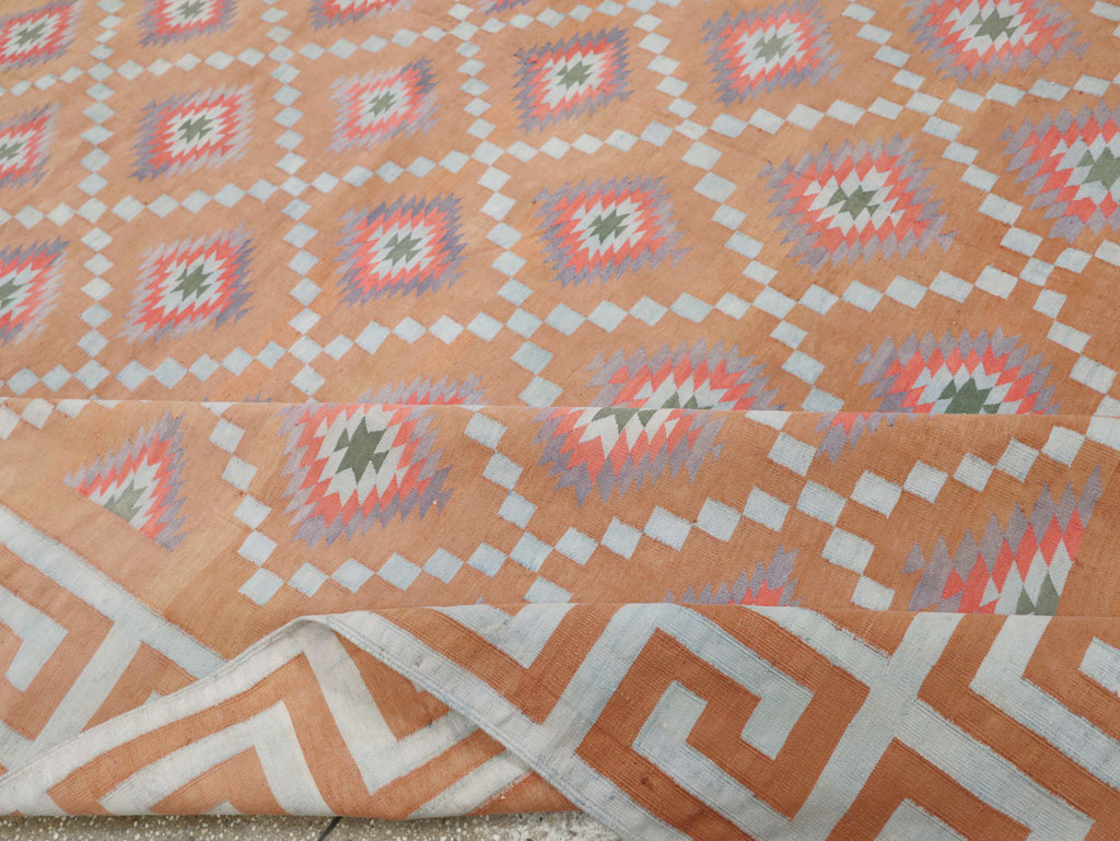 Vintage Indian Flatweave Dhurrie Square Room Size Carpet, No.33577 - Gsblank