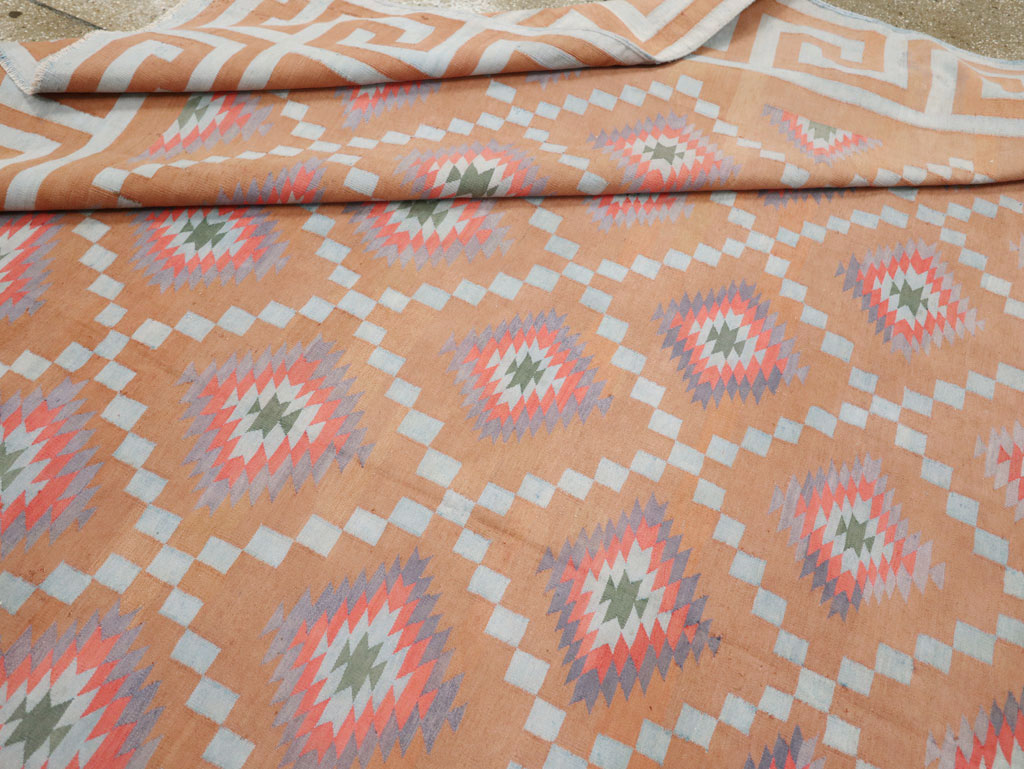 Vintage Indian Flatweave Dhurrie Square Room Size Carpet, No.33577 - Gsblank