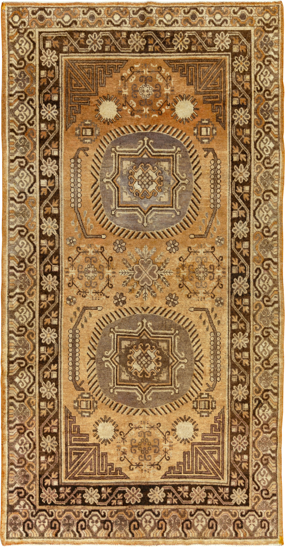 Antique East Turkestan Khotan Accent Rug, No.33589 - Gsblank