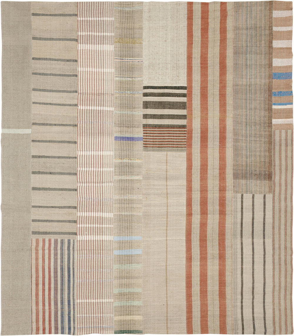 Vintage Turkish Flatweave Kilim Large Room Size Carpet, No.33591 - Gsblank
