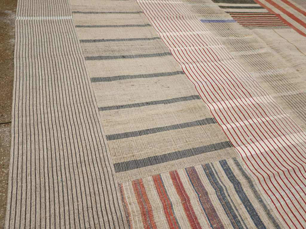 Vintage Turkish Flatweave Kilim Large Room Size Carpet, No.33591 - Gsblank