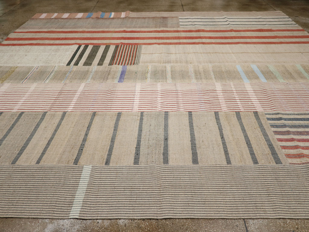 Vintage Turkish Flatweave Kilim Large Room Size Carpet, No.33591 - Gsblank