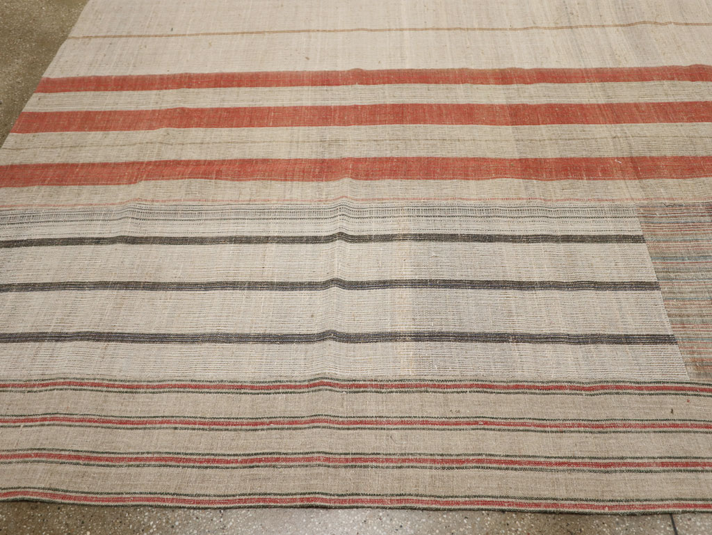 Vintage Turkish Flatweave Kilim Large Room Size Carpet, No.33591 - Gsblank