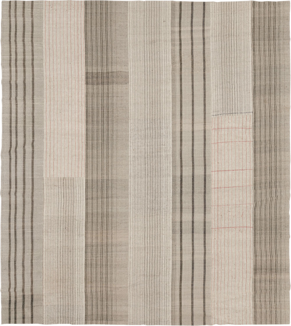 Vintage Turkish Flatweave Kilim Large Room Size Carpet, No.33596 - Gsblank