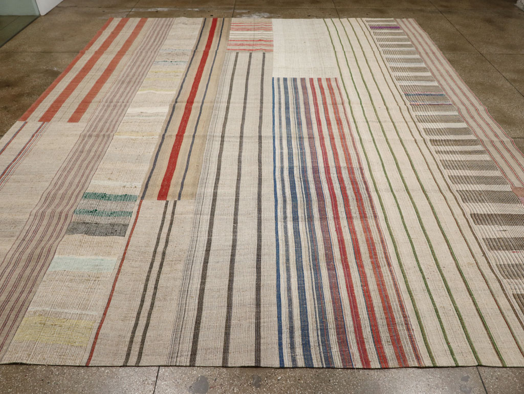 Vintage Turkish Flatweave Kilim Large Room Size Carpet, No.33597 - Gsblank