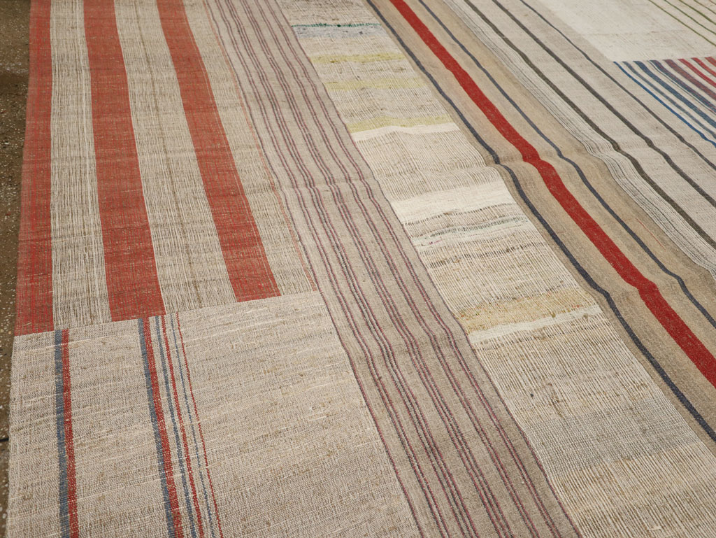 Vintage Turkish Flatweave Kilim Large Room Size Carpet, No.33597 - Gsblank