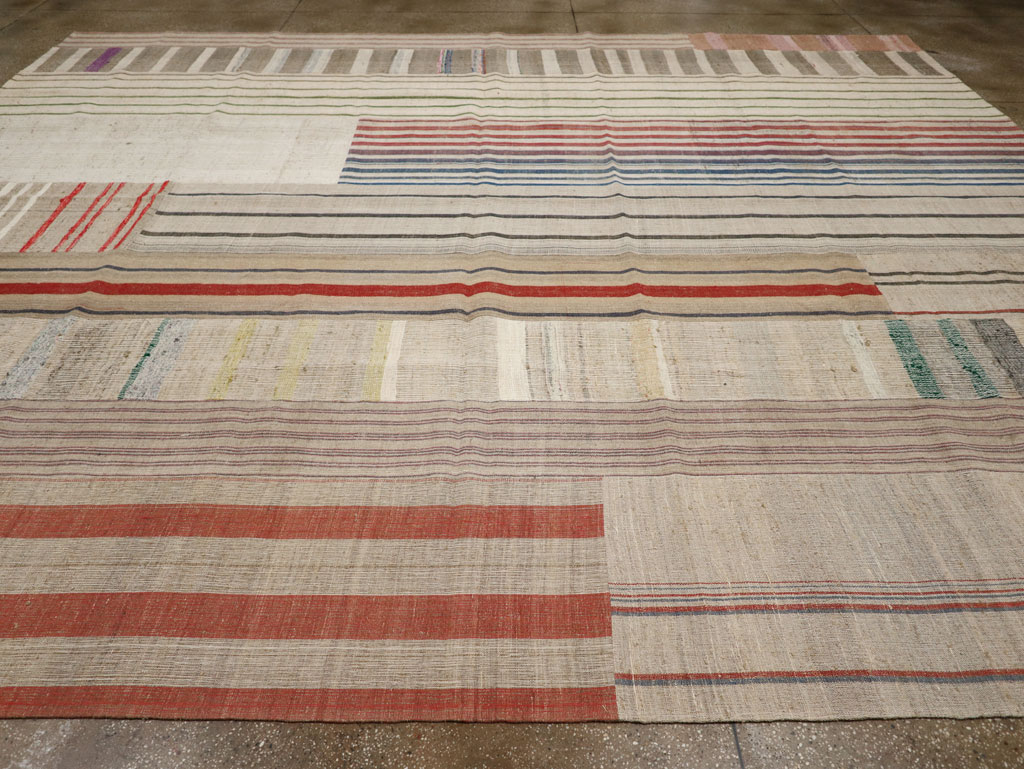 Vintage Turkish Flatweave Kilim Large Room Size Carpet, No.33597 - Gsblank