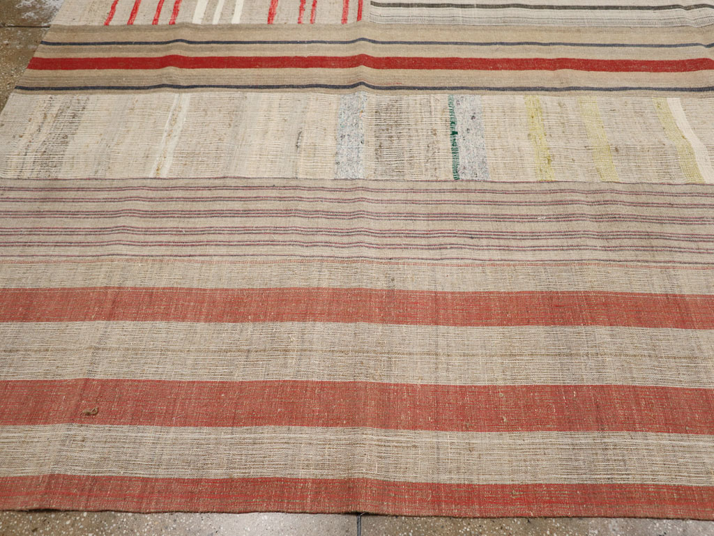 Vintage Turkish Flatweave Kilim Large Room Size Carpet, No.33597 - Gsblank