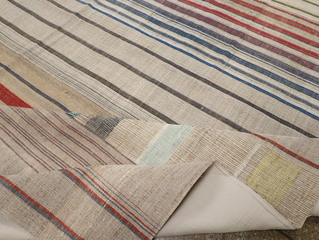 Vintage Turkish Flatweave Kilim Large Room Size Carpet, No.33597 - Gsblank