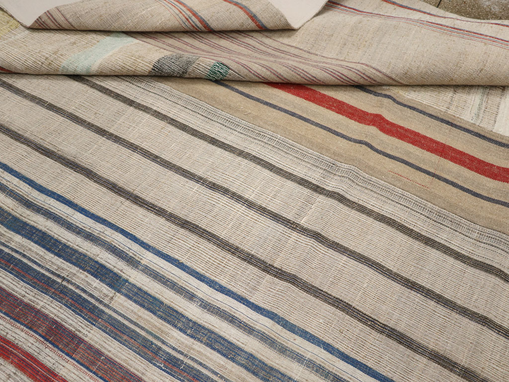 Vintage Turkish Flatweave Kilim Large Room Size Carpet, No.33597 - Gsblank