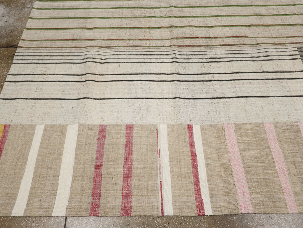 Vintage Turkish Flatweave Kilim Room Size Carpet, No.33602 - Gsblank