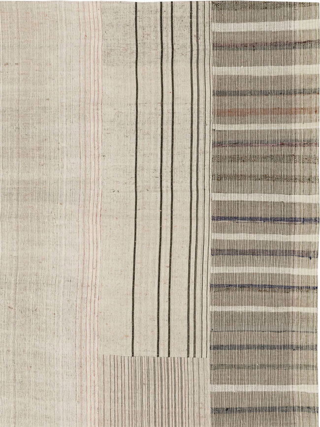 Vintage Turkish Flatweave Kilim Large Room Size Carpet, No.33609 - Gsblank