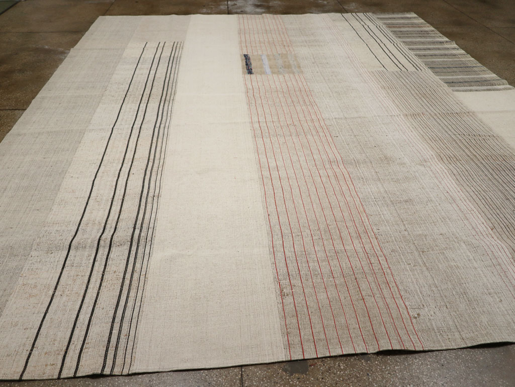 Vintage Turkish Flatweave Kilim Large Room Size Carpet, No.33609 - Gsblank