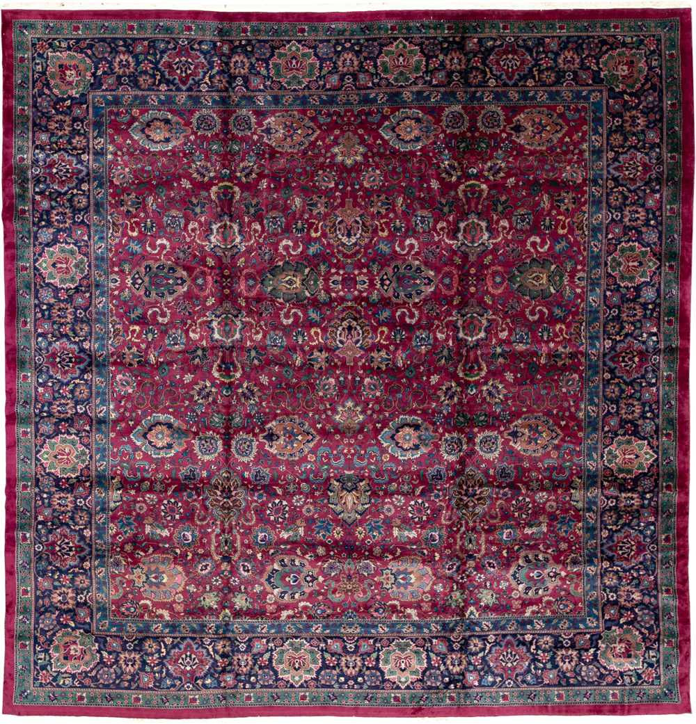 Antique Indian Lahore Large Square Room Size Carpet, No.33643 - Gsblank