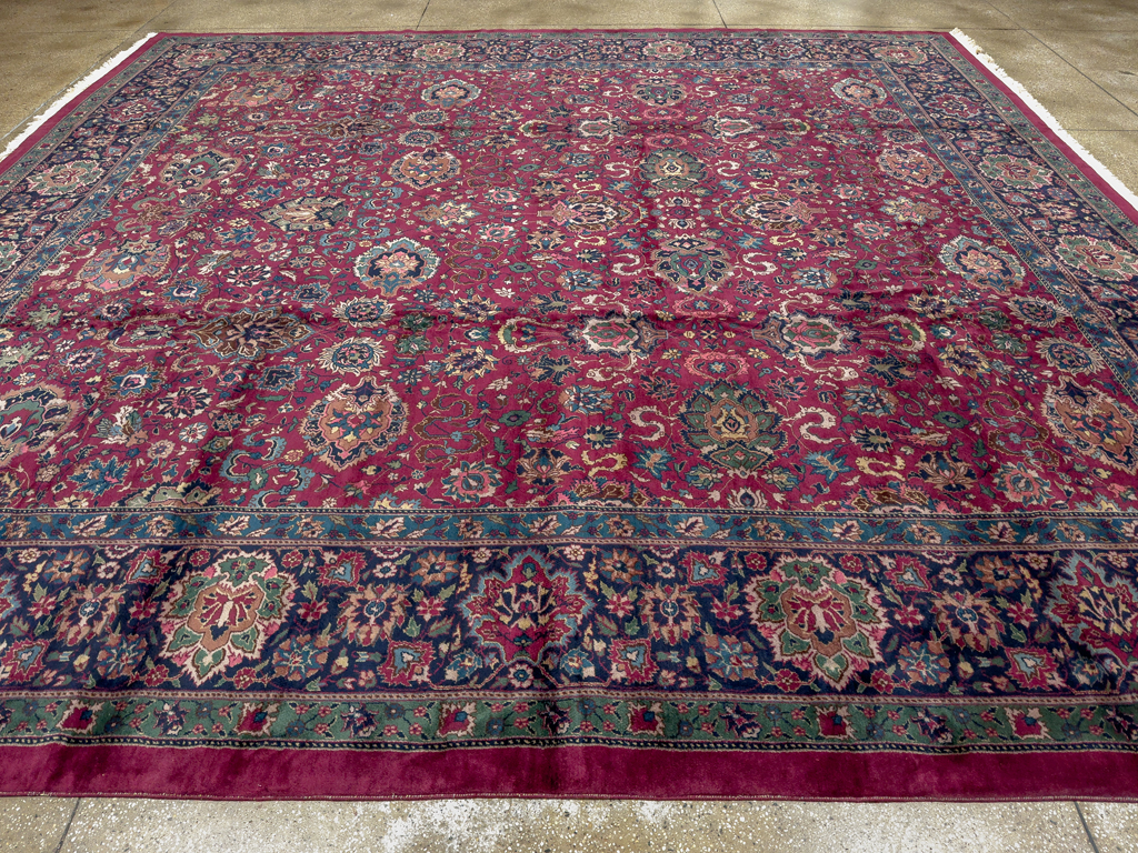 Antique Indian Lahore Large Square Room Size Carpet, No.33643 - Gsblank
