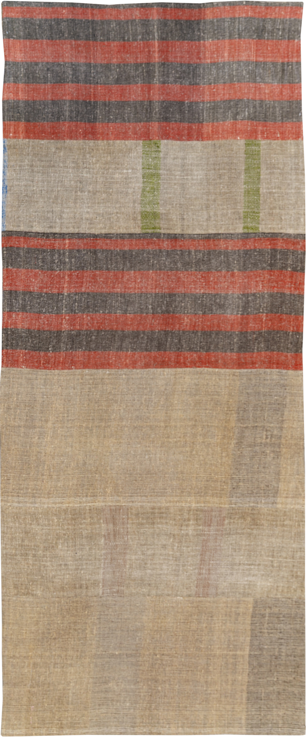 Vintage Turkish Flatweave Kilim Wide Gallery Runner, No.33652 - Gsblank