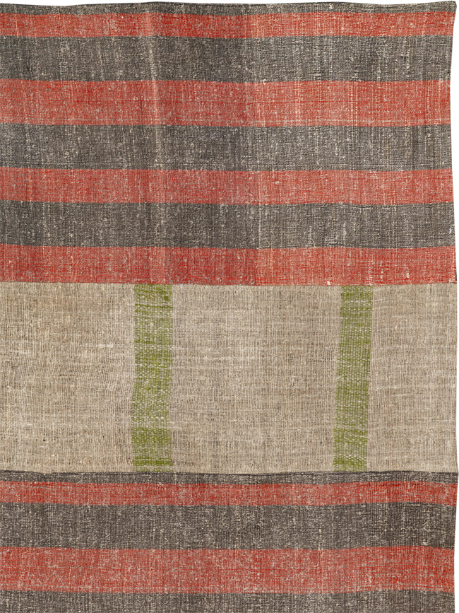 Vintage Turkish Flatweave Kilim Wide Gallery Runner, No.33652 - Gsblank
