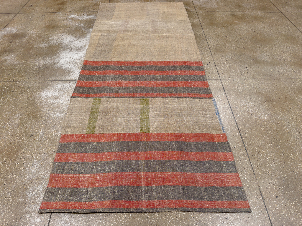 Vintage Turkish Flatweave Kilim Wide Gallery Runner, No.33652 - Gsblank