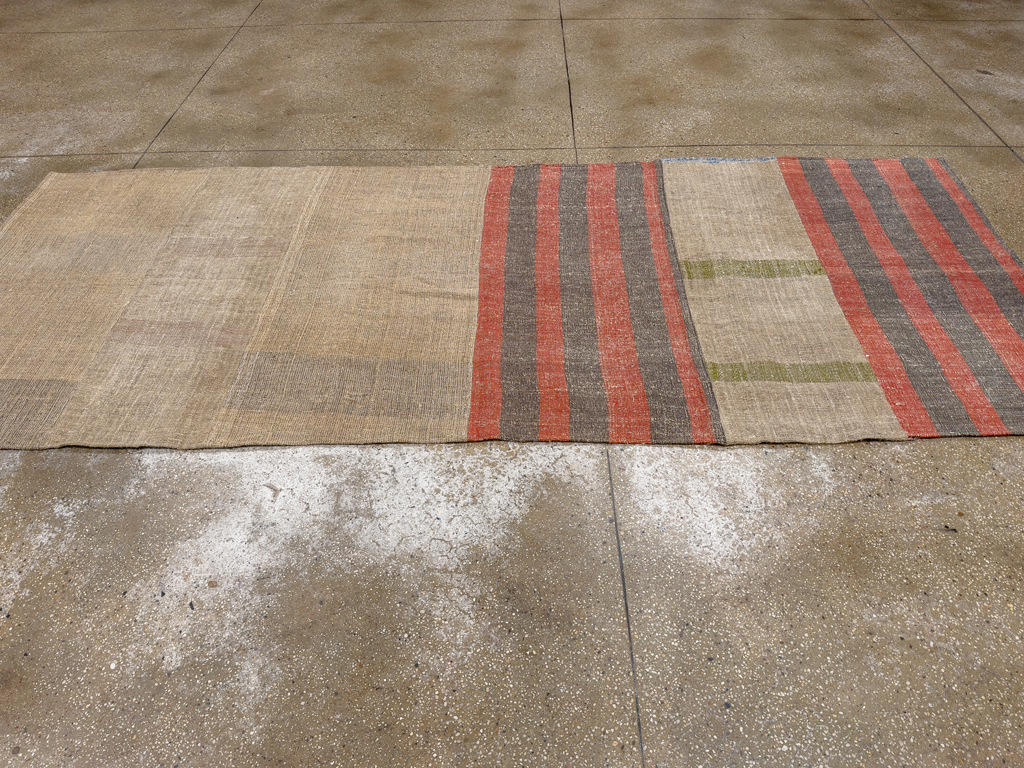 Vintage Turkish Flatweave Kilim Wide Gallery Runner, No.33652 - Gsblank