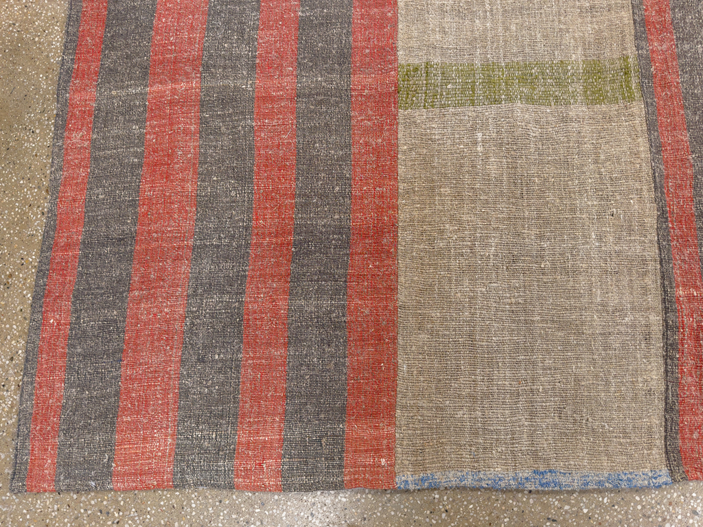 Vintage Turkish Flatweave Kilim Wide Gallery Runner, No.33652 - Gsblank