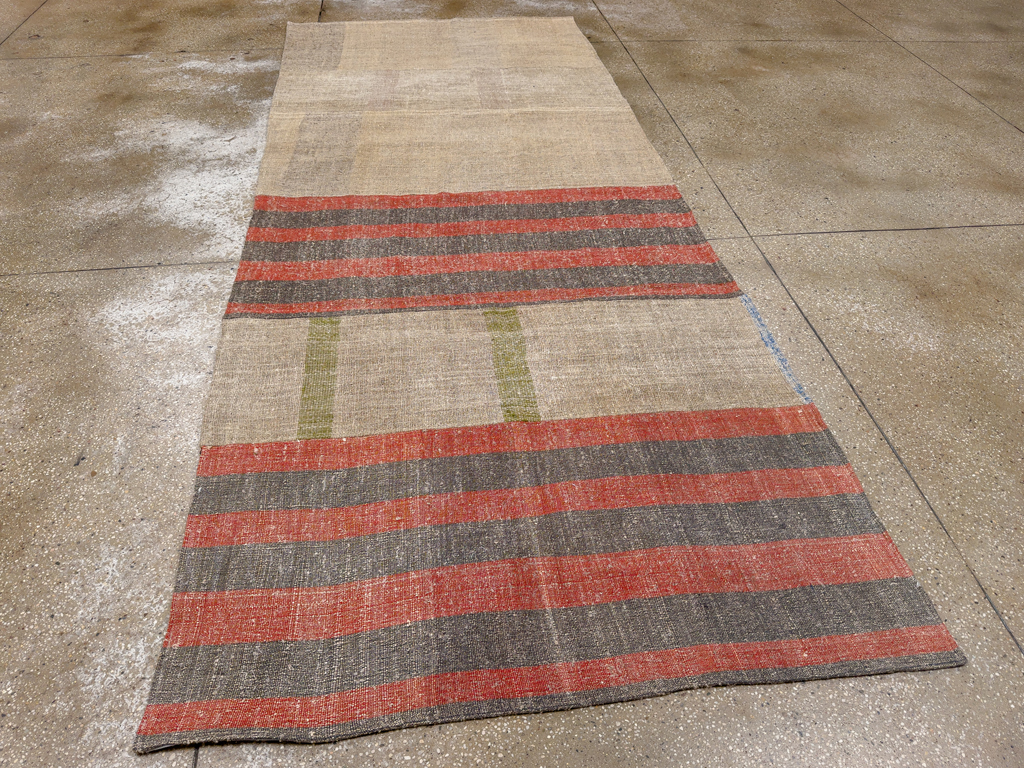 Vintage Turkish Flatweave Kilim Wide Gallery Runner, No.33652 - Gsblank