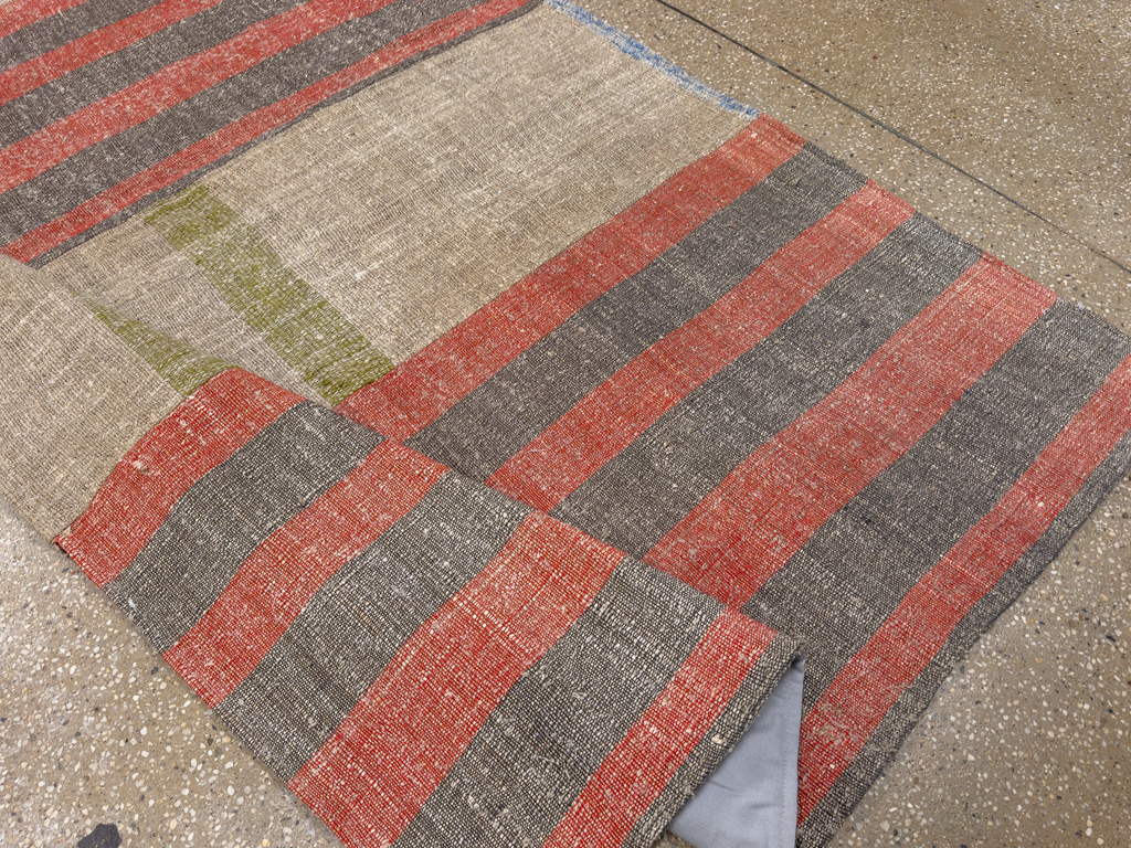 Vintage Turkish Flatweave Kilim Wide Gallery Runner, No.33652 - Gsblank