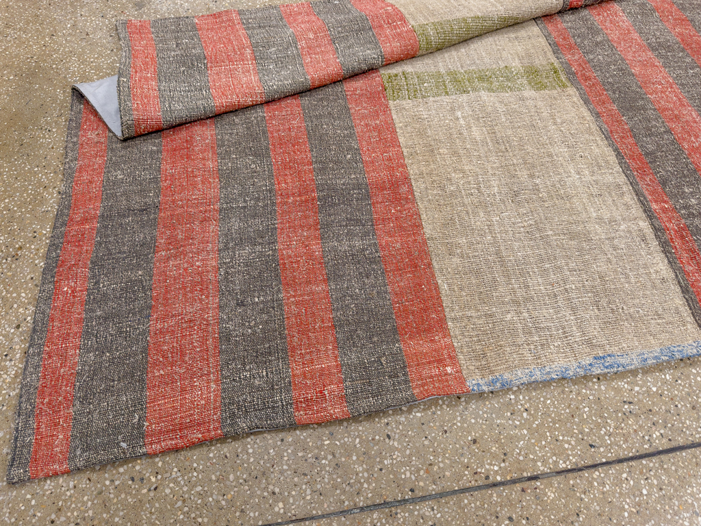 Vintage Turkish Flatweave Kilim Wide Gallery Runner, No.33652 - Gsblank