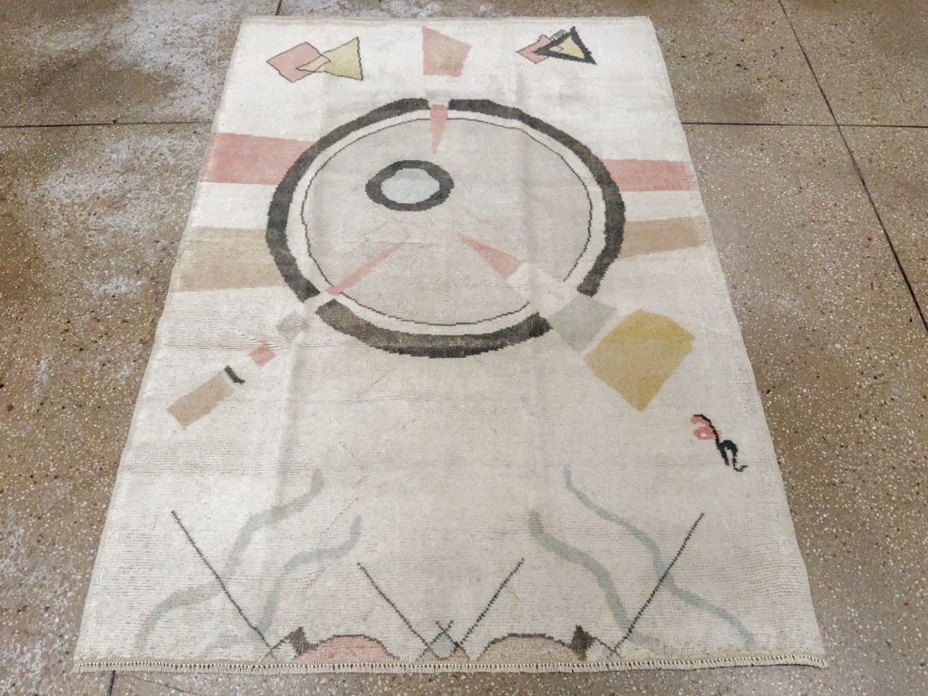 Vintage Turkish Art Deco Throw Rug, No.33661 - Gsblank