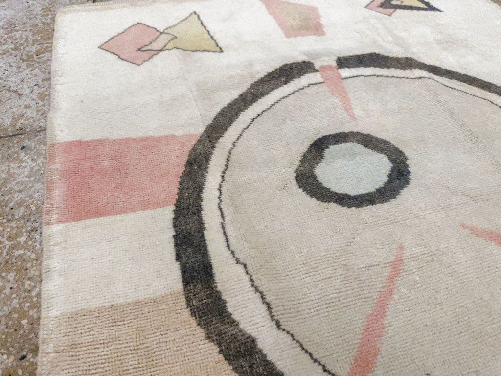 Vintage Turkish Art Deco Throw Rug, No.33661 - Gsblank