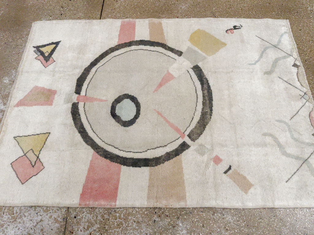 Vintage Turkish Art Deco Throw Rug, No.33661 - Gsblank