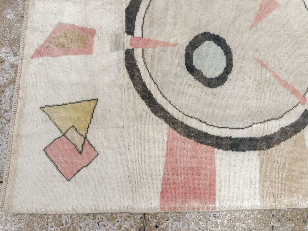 Vintage Turkish Art Deco Throw Rug, No.33661 - Gsblank