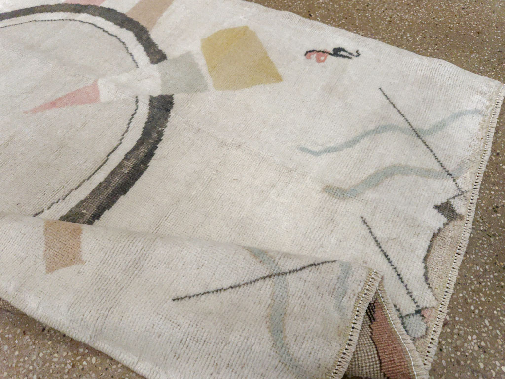Vintage Turkish Art Deco Throw Rug, No.33661 - Gsblank
