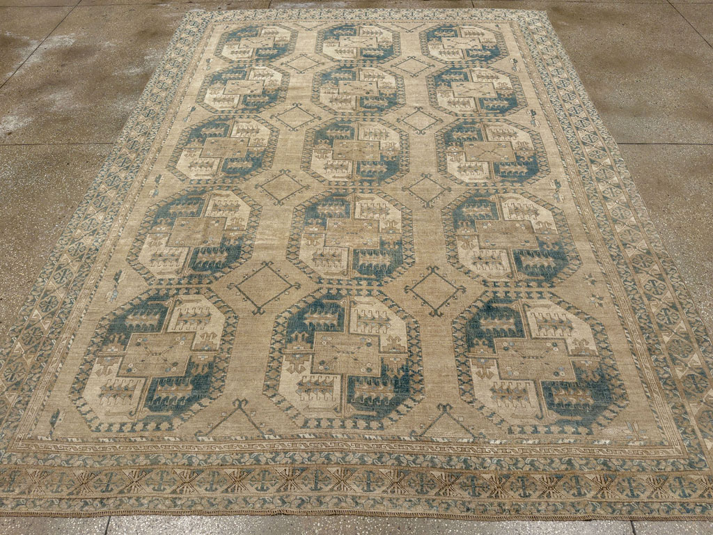 Vintage Central Asian Turkoman Room Size Carpet, No.33666 - Gsblank