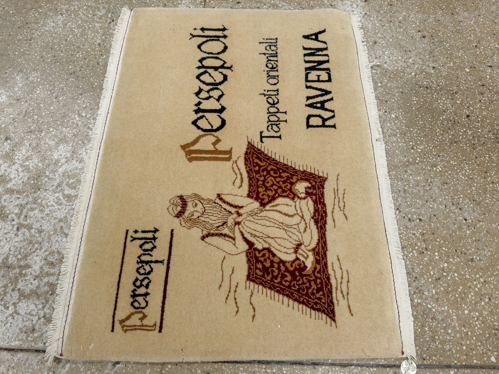Vintage Persian Kashan Pictorial Rug (Pair: 1 of 2), No.33667 - Gsblank